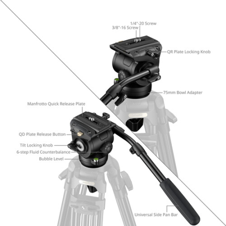 SmallRig 6552 - wytrzymała głowica video, Heavy-Duty - szczegóły